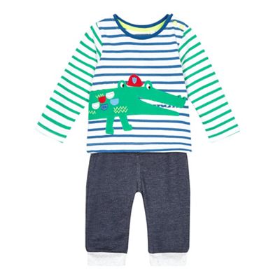 bluezoo Baby boys' multi-coloured applique top and bottoms set